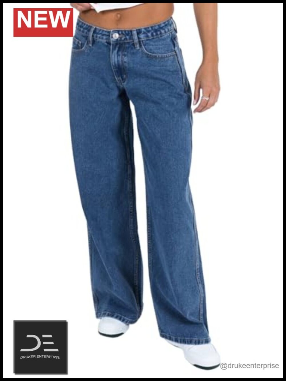 Low Rise Wide Leg Jeans 100% Cotton Non-Stretch Distressed Denim